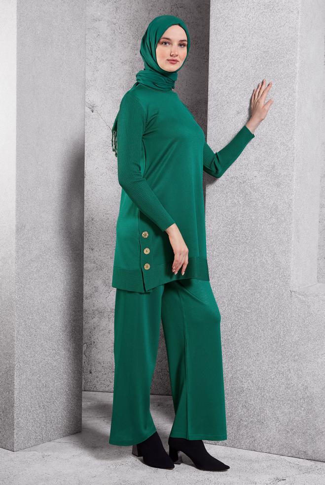 Vêtements hijab BLEU PANTALON DE COSTUME EN MAILLE 44951 - ALVİNA