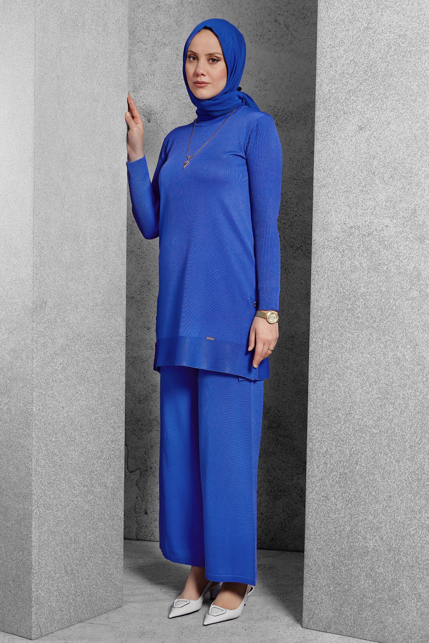 Tesettür giyim LACİVERT PANTOLONLU TRİKO TAKIM 44951