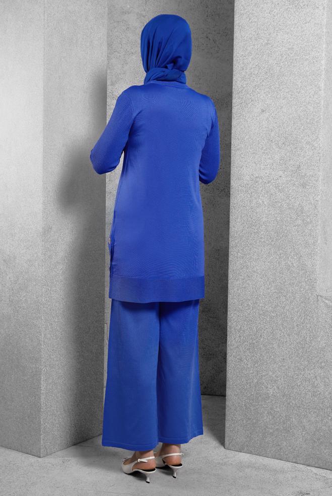 Tesettür giyim LACİVERT PANTOLONLU TRİKO TAKIM 44951 - ALVİNA