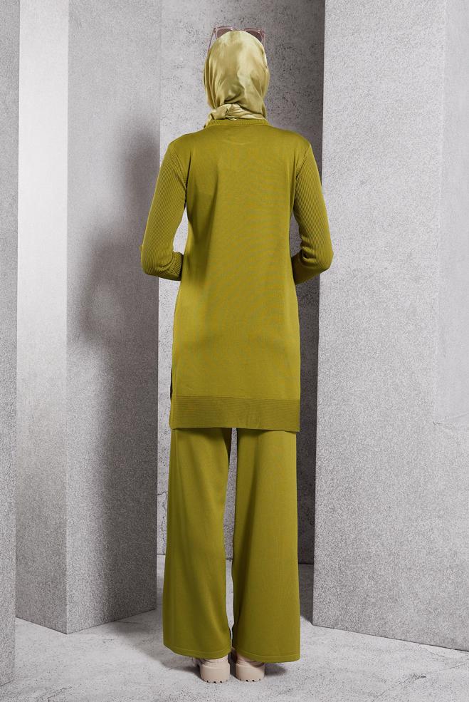 Vêtements hijab VERT PANTALON DE COSTUME EN MAILLE 44951 - ALVİNA
