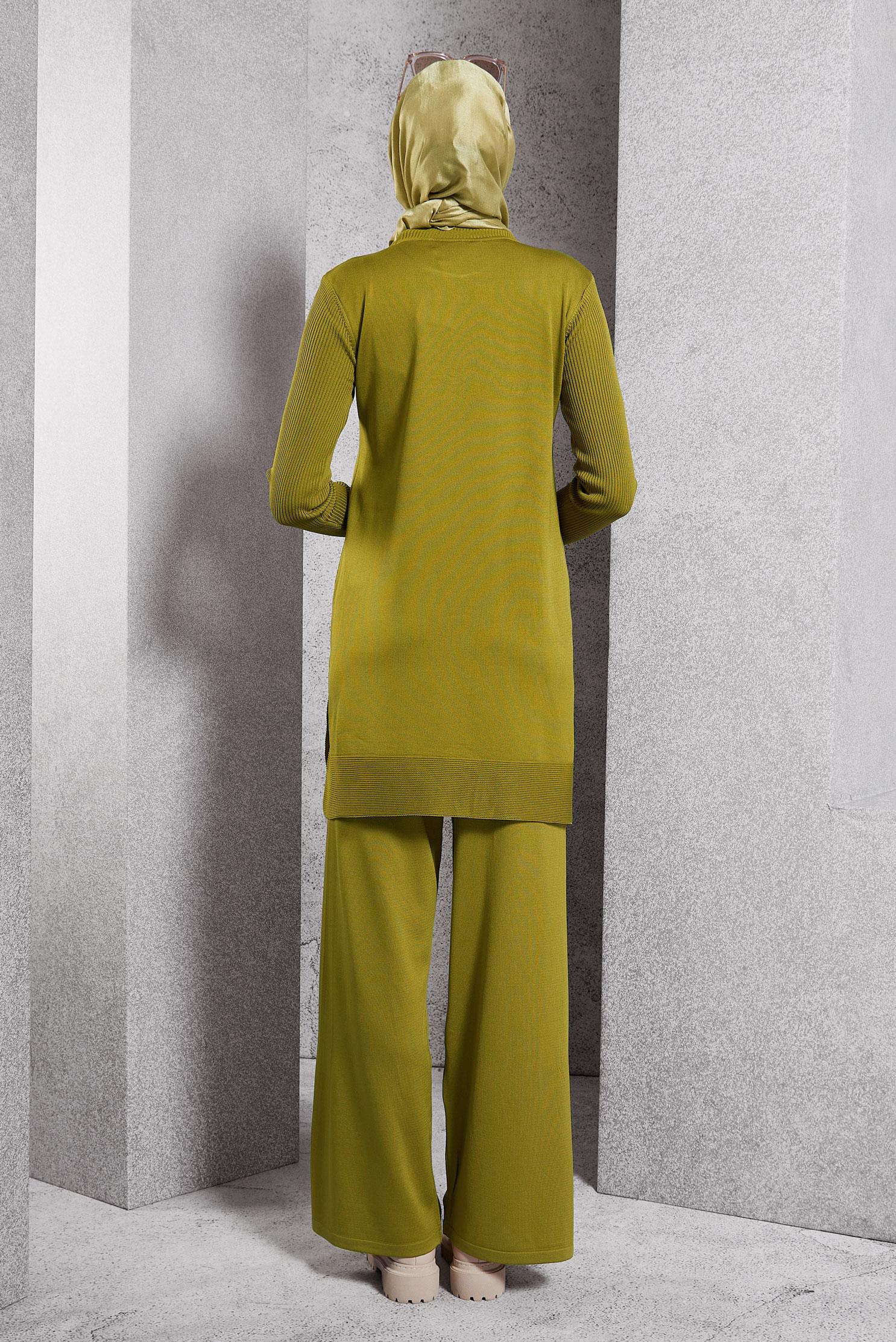 Vêtements hijab VERT PANTALON DE COSTUME EN MAILLE 44951
