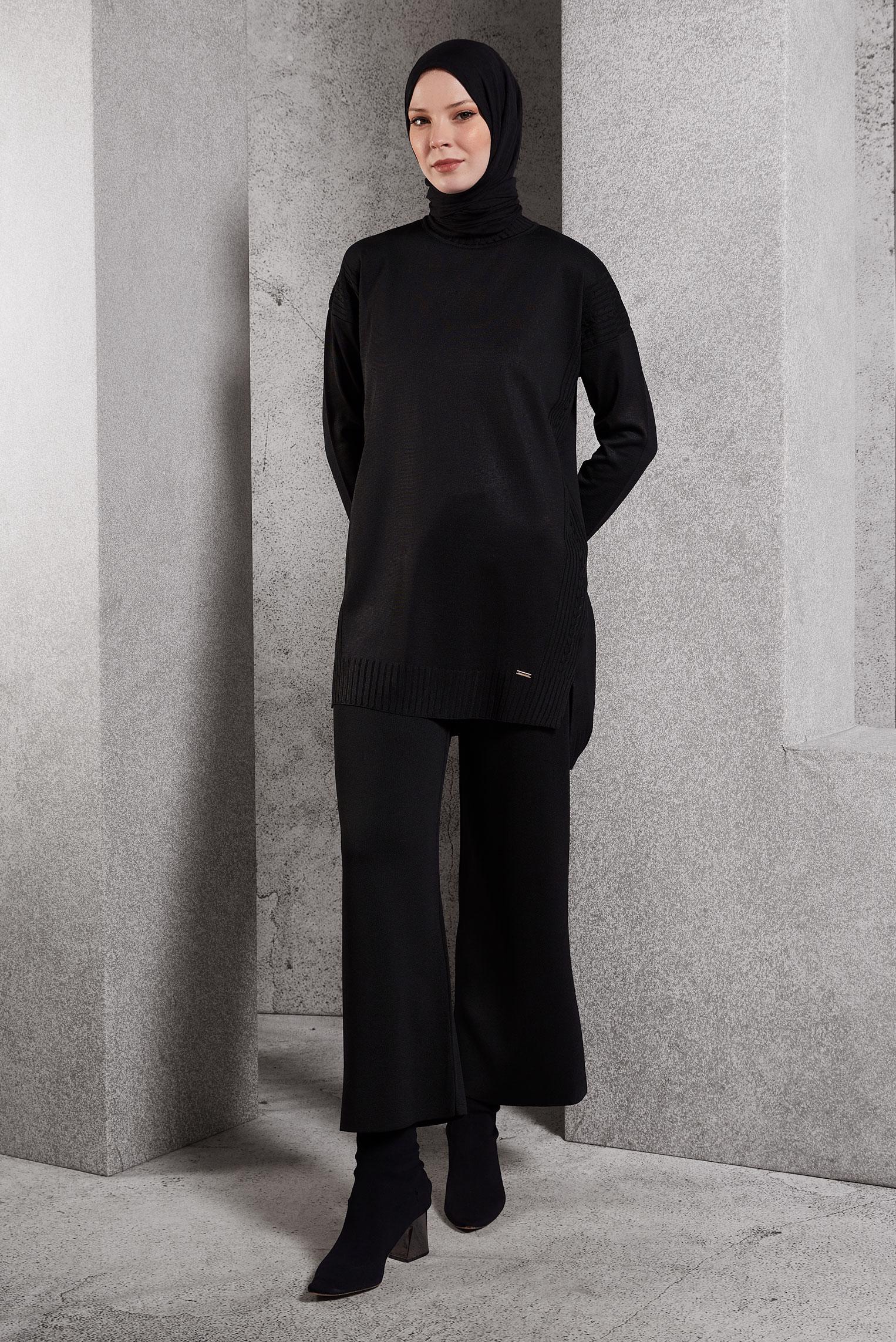 Vêtements hijab NOIR COSTUME PANTALON EN MAILLE 44954