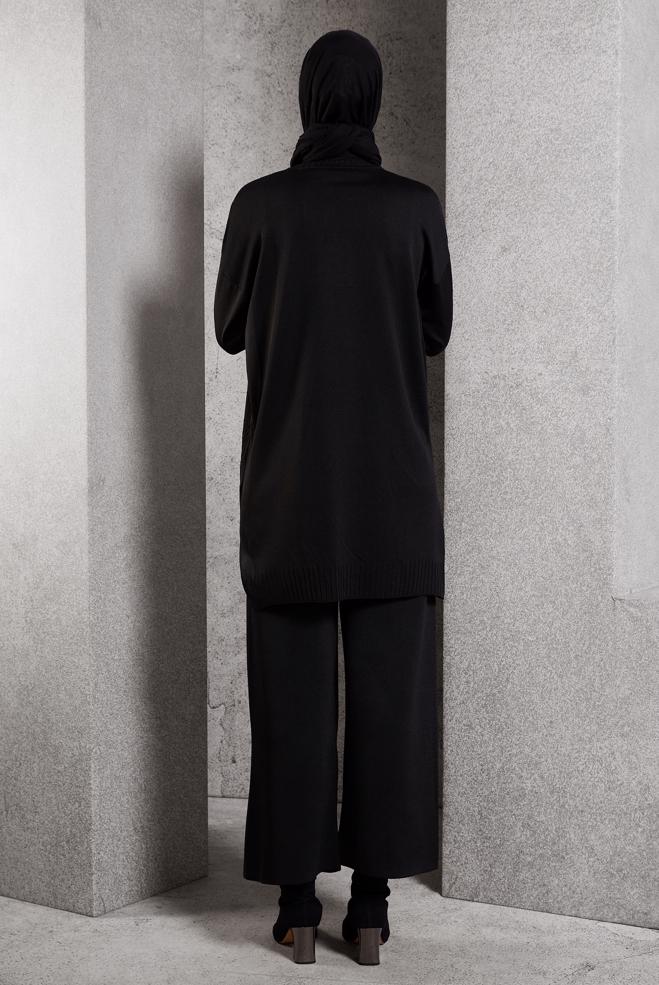 Vêtements hijab NOIR COSTUME PANTALON EN MAILLE 44954 - ALVİNA