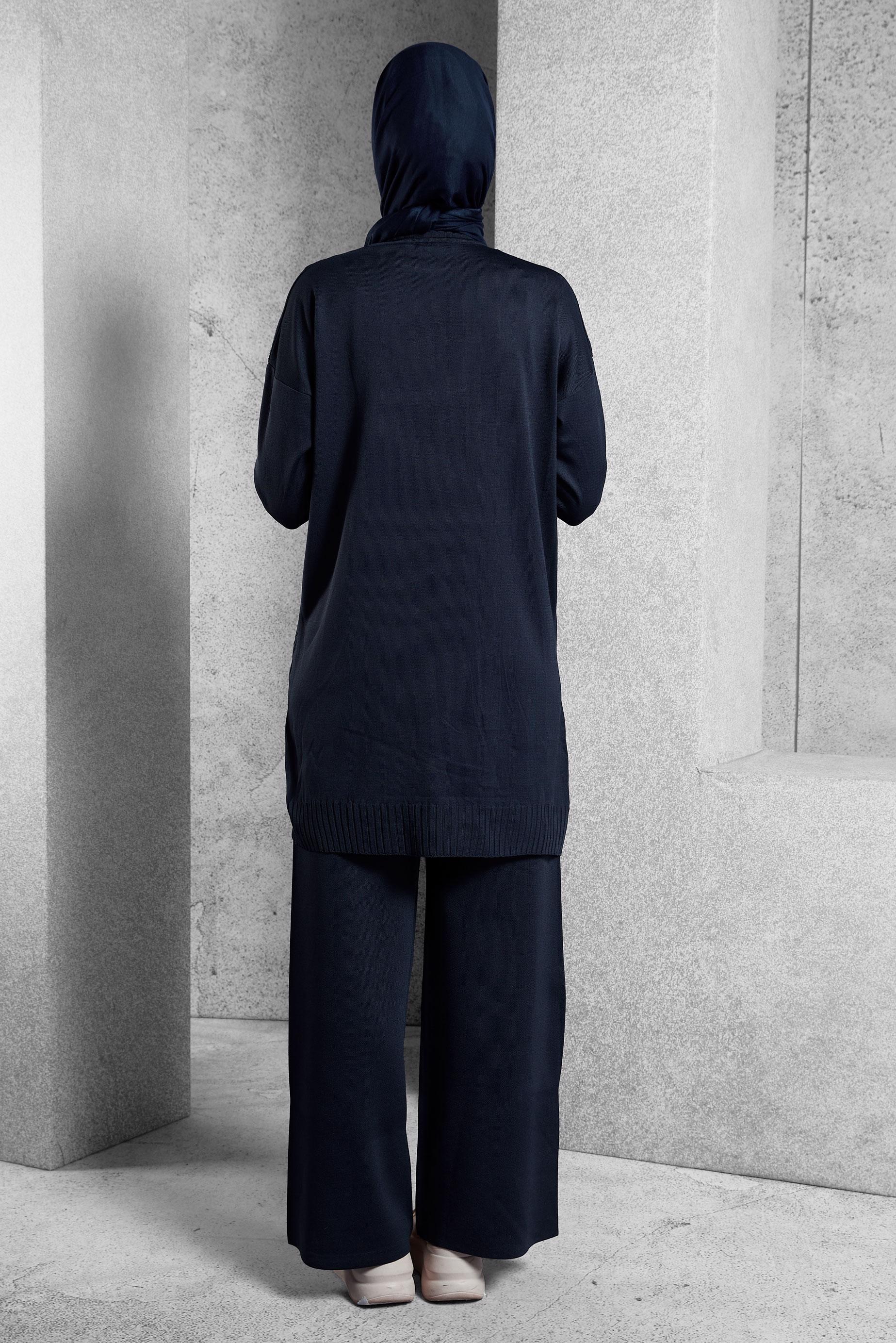 Tesettür giyim LACİVERT PANTOLONLU TRİKO TAKIM 44954