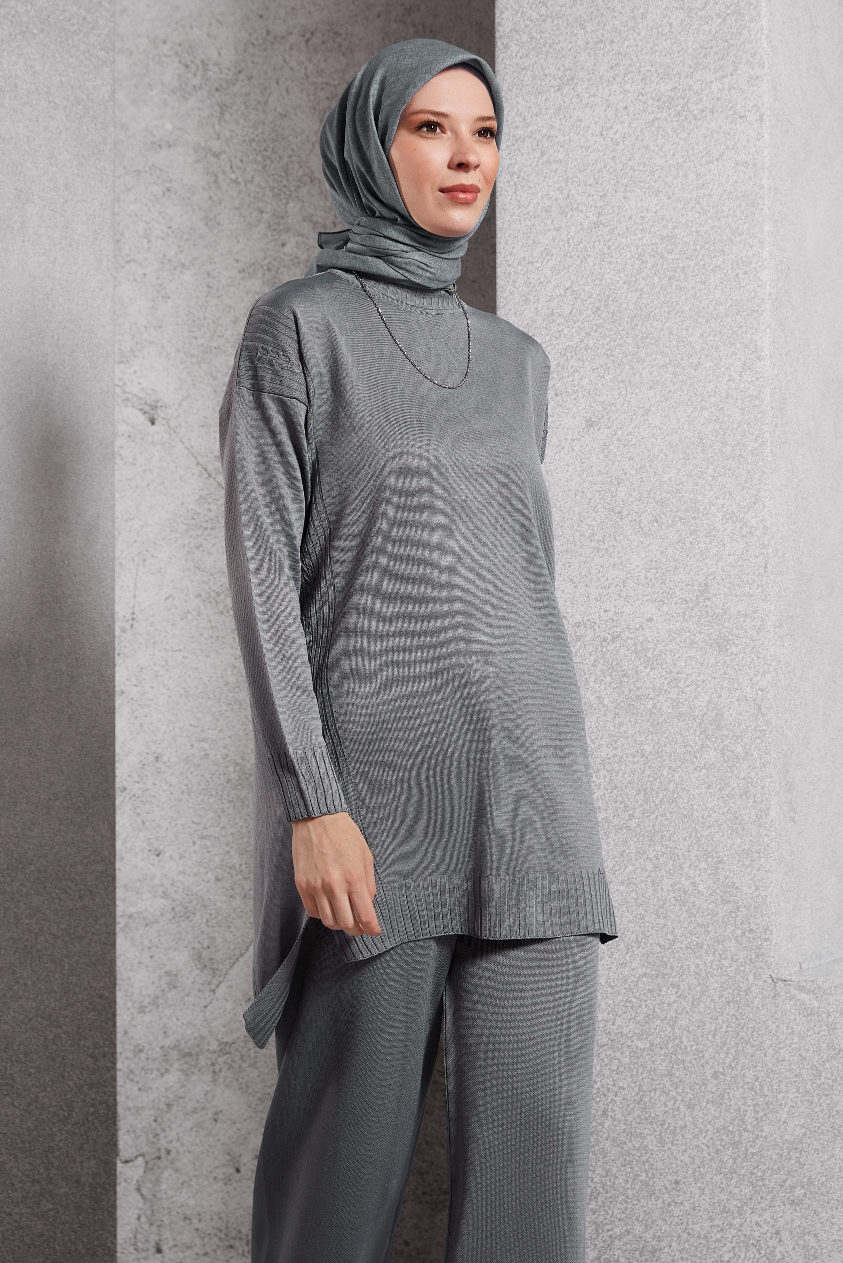 Vêtements hijab GRIS COSTUME PANTALON EN MAILLE 44954