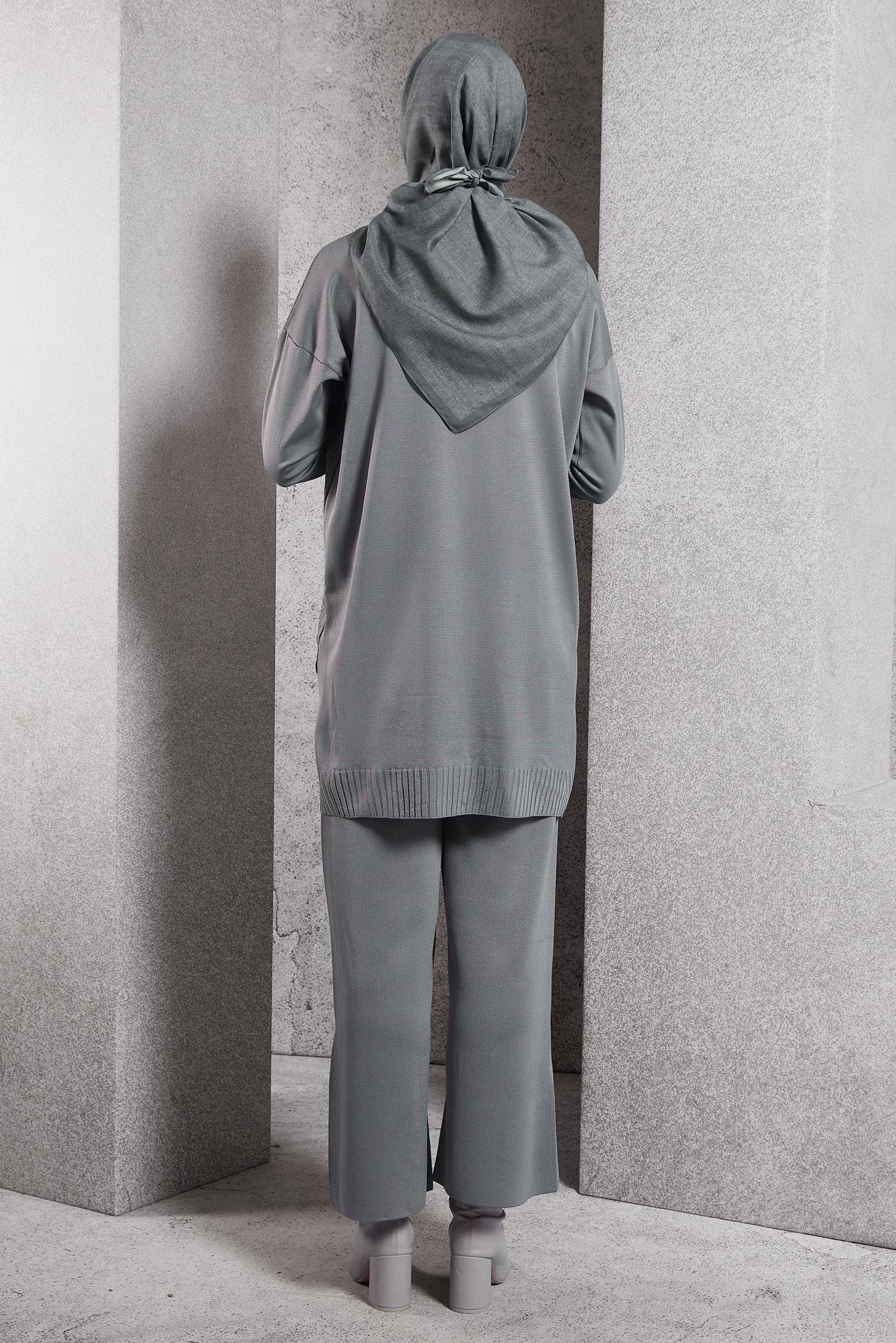 Vêtements hijab GRIS COSTUME PANTALON EN MAILLE 44954