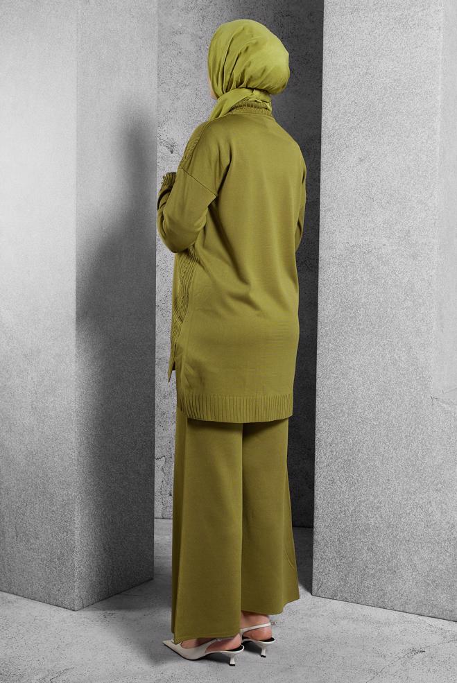 Vêtements hijab VERT COSTUME PANTALON EN MAILLE 44954 - ALVİNA