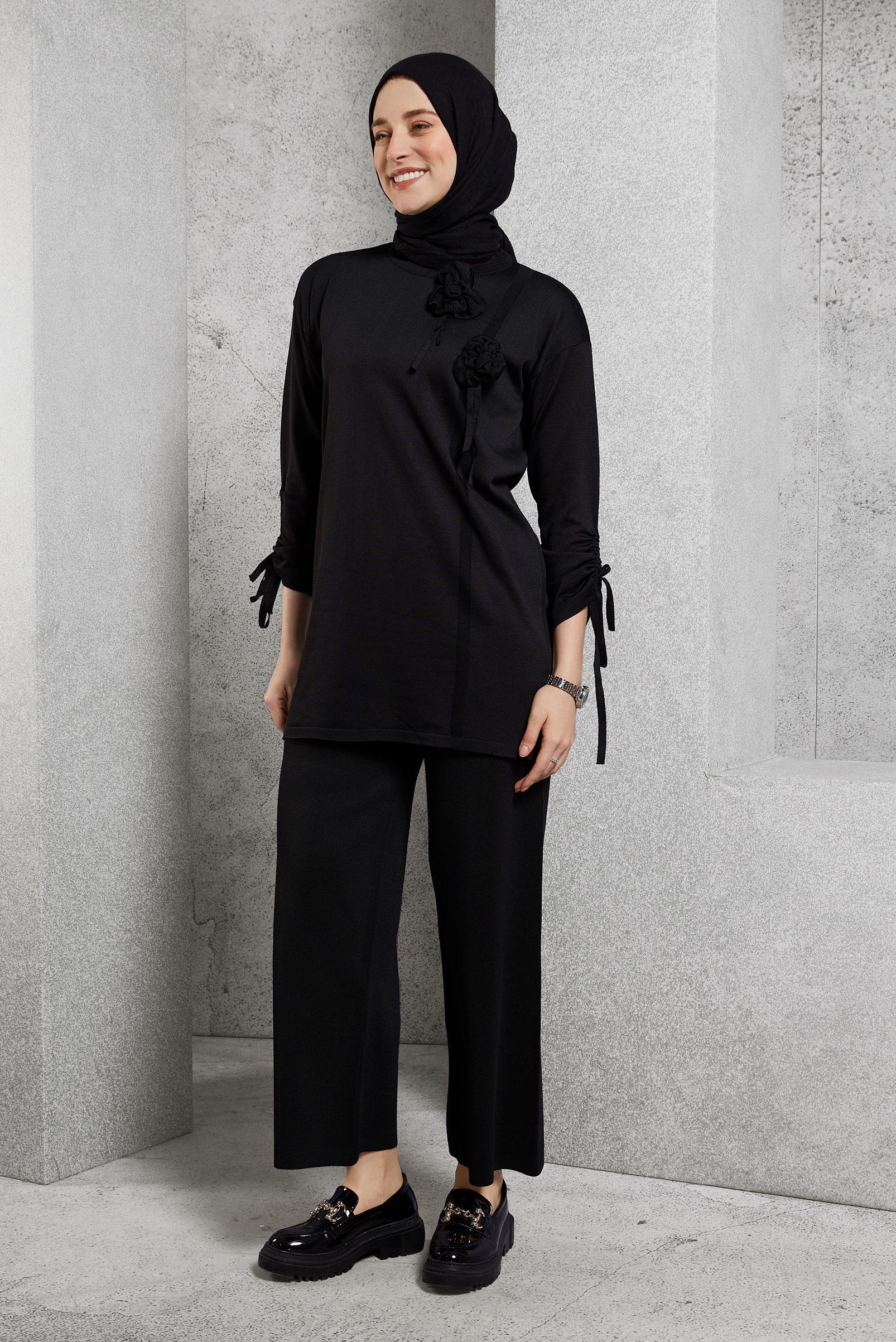 Vêtements hijab NOIR COSTUME PANTALON EN MAILLE 44956