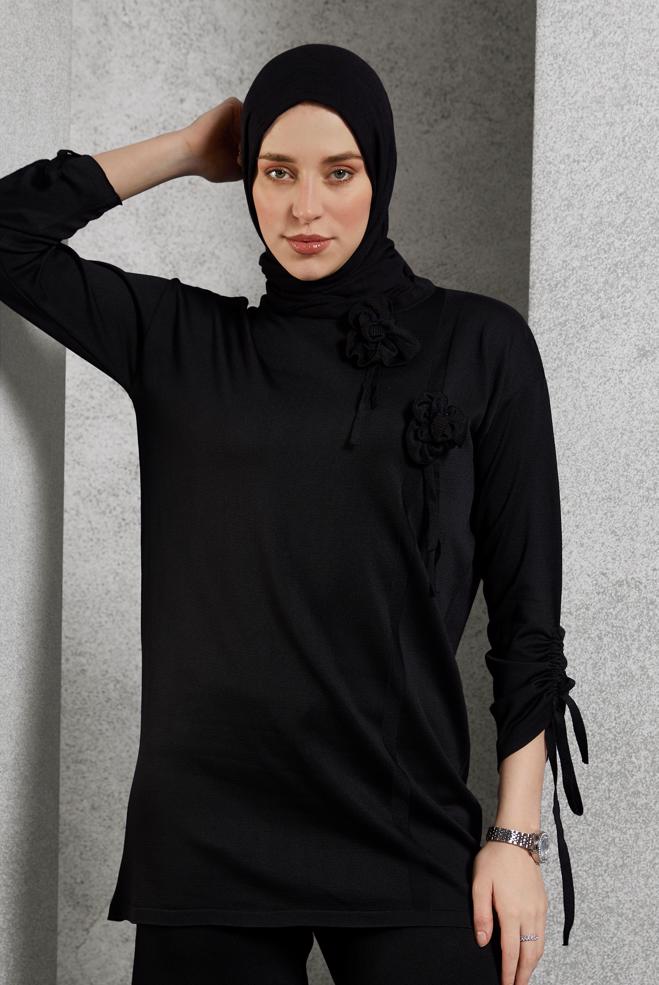 Vêtements hijab NOIR COSTUME PANTALON EN MAILLE 44956 - ALVİNA