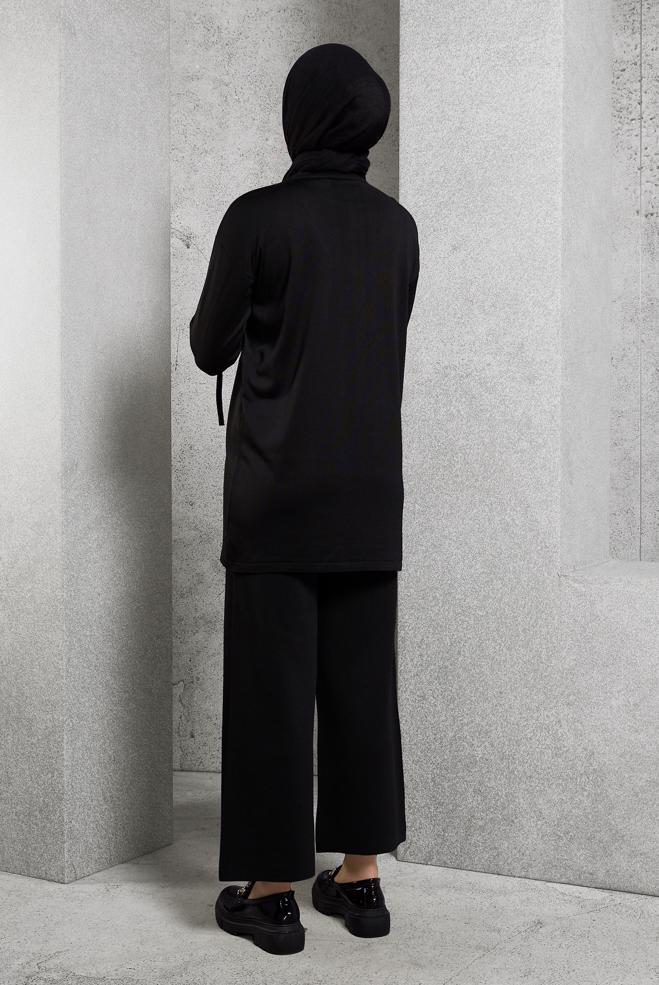 Vêtements hijab NOIR COSTUME PANTALON EN MAILLE 44956 - ALVİNA