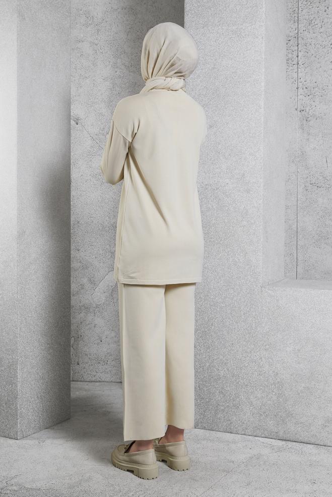 Vêtements hijab BEIGE COSTUME PANTALON EN MAILLE 44956 - ALVİNA