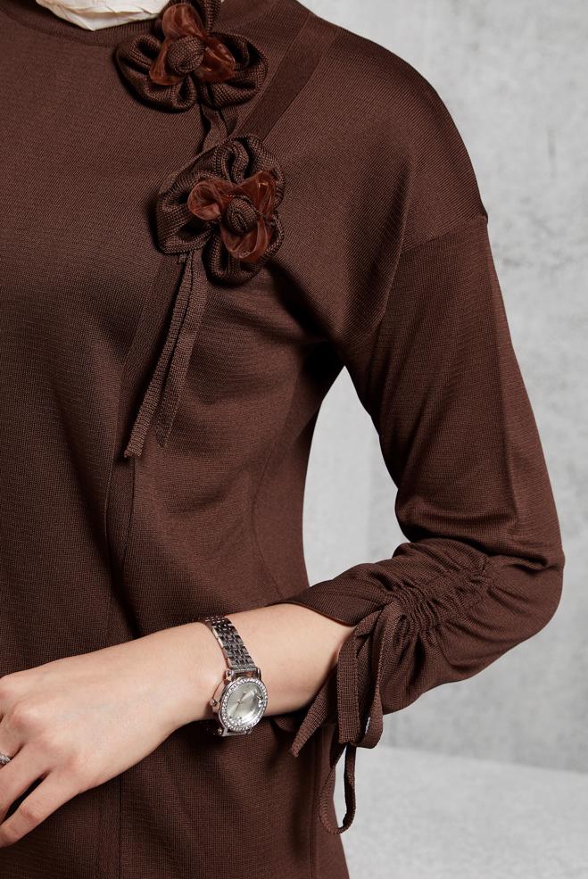 Vêtements hijab BRUN COSTUME PANTALON EN MAILLE 44956 - ALVİNA