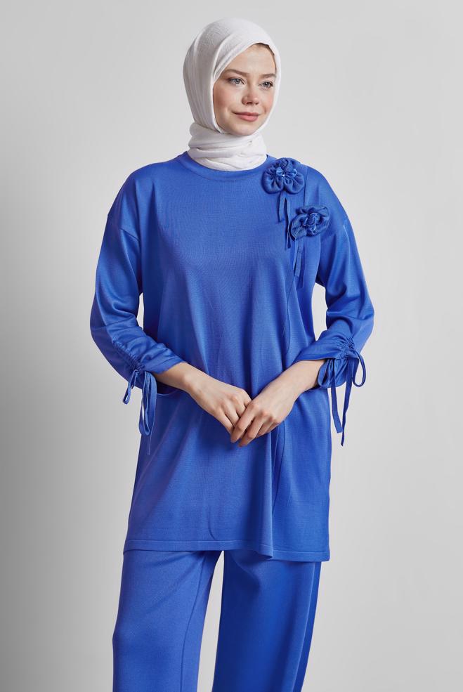 Vêtements hijab BLEU MARINE COSTUME PANTALON EN MAILLE 44956 - ALVİNA
