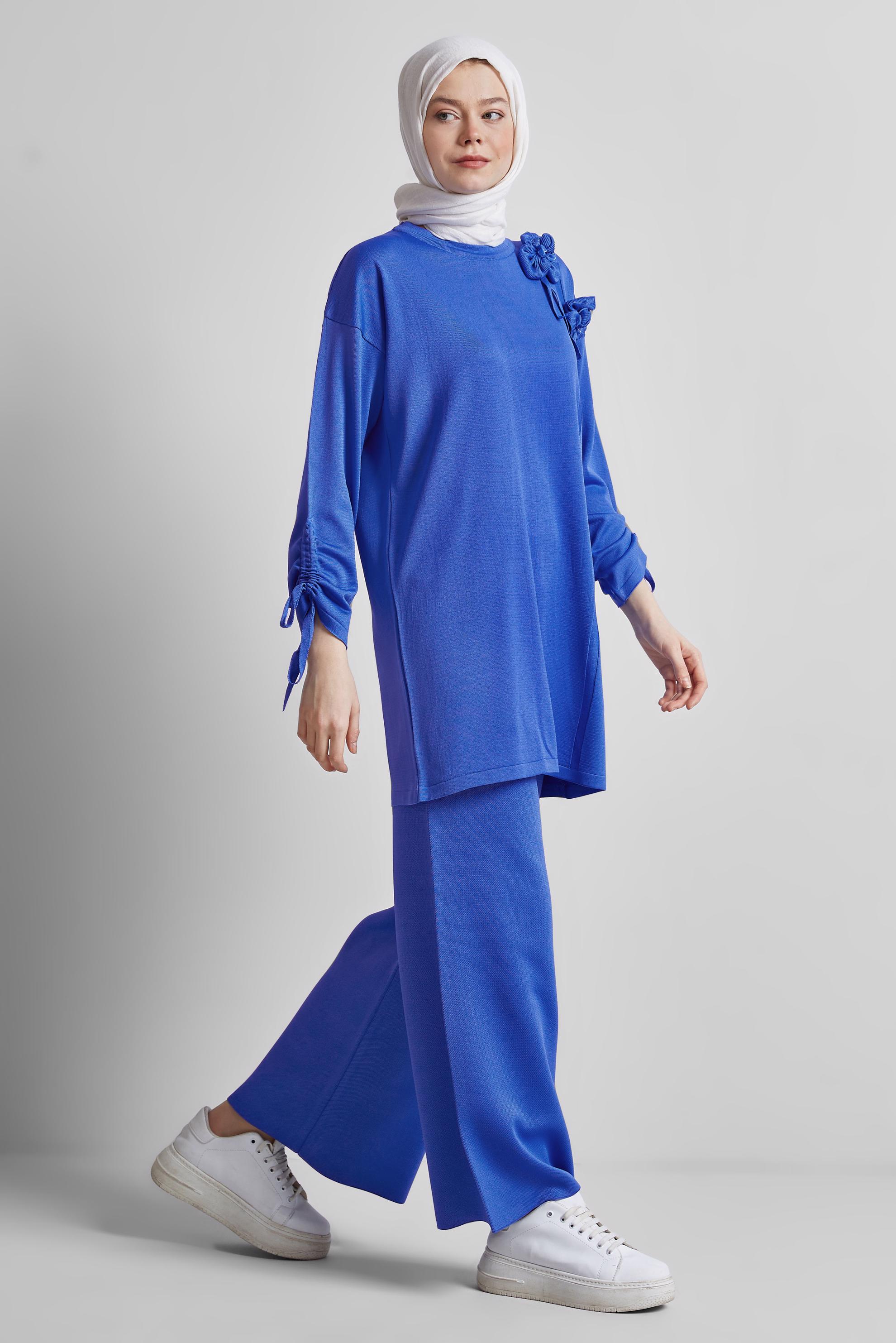 Vêtements hijab BLEU MARINE COSTUME PANTALON EN MAILLE 44956