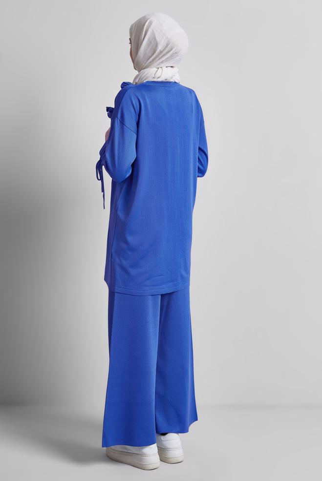 Vêtements hijab BLEU MARINE COSTUME PANTALON EN MAILLE 44956 - ALVİNA