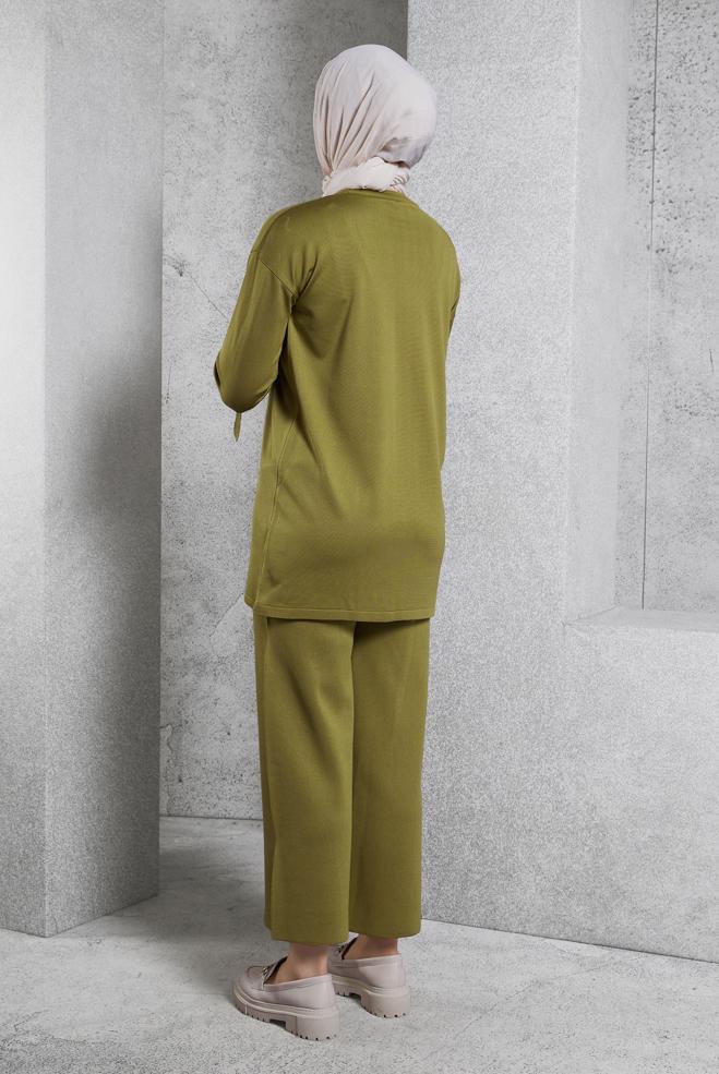 Vêtements hijab VERT COSTUME PANTALON EN MAILLE 44956 - ALVİNA