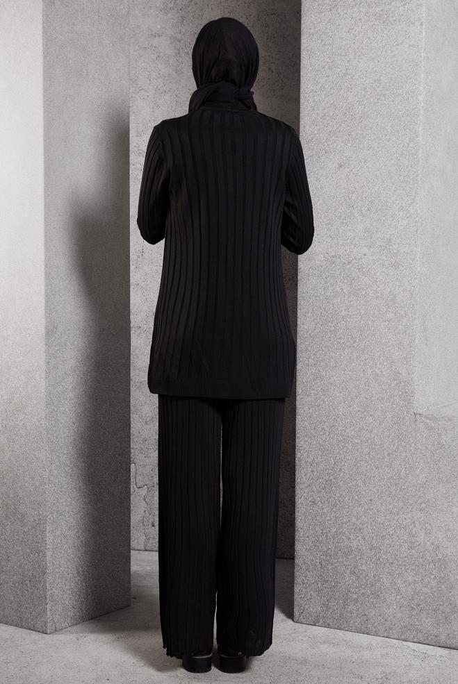Vêtements hijab NOIR COSTUME PANTALON EN MAILLE 44957 - ALVİNA