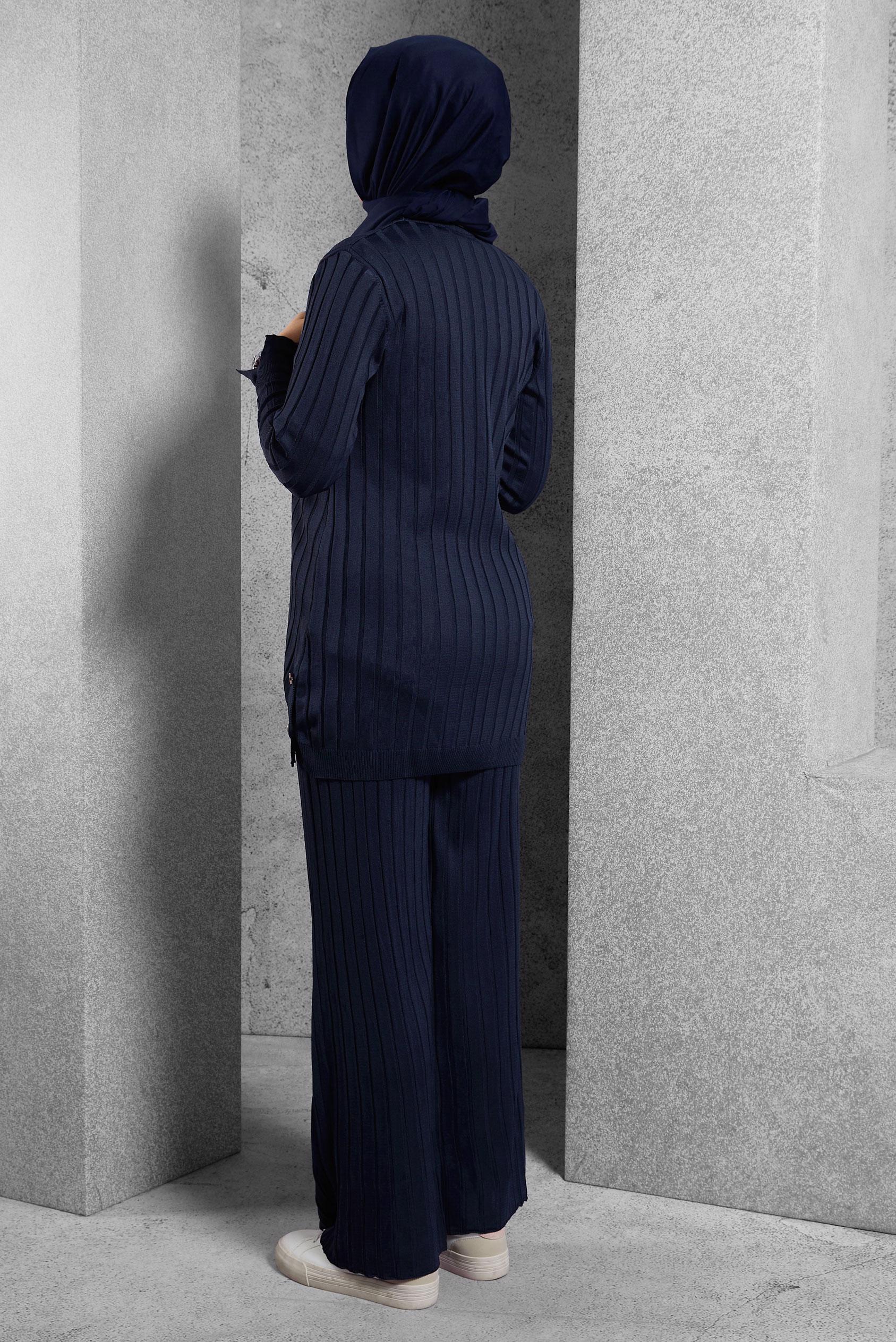 Tesettür giyim LACİVERT PANTOLONLU TRİKO TAKIM 44957