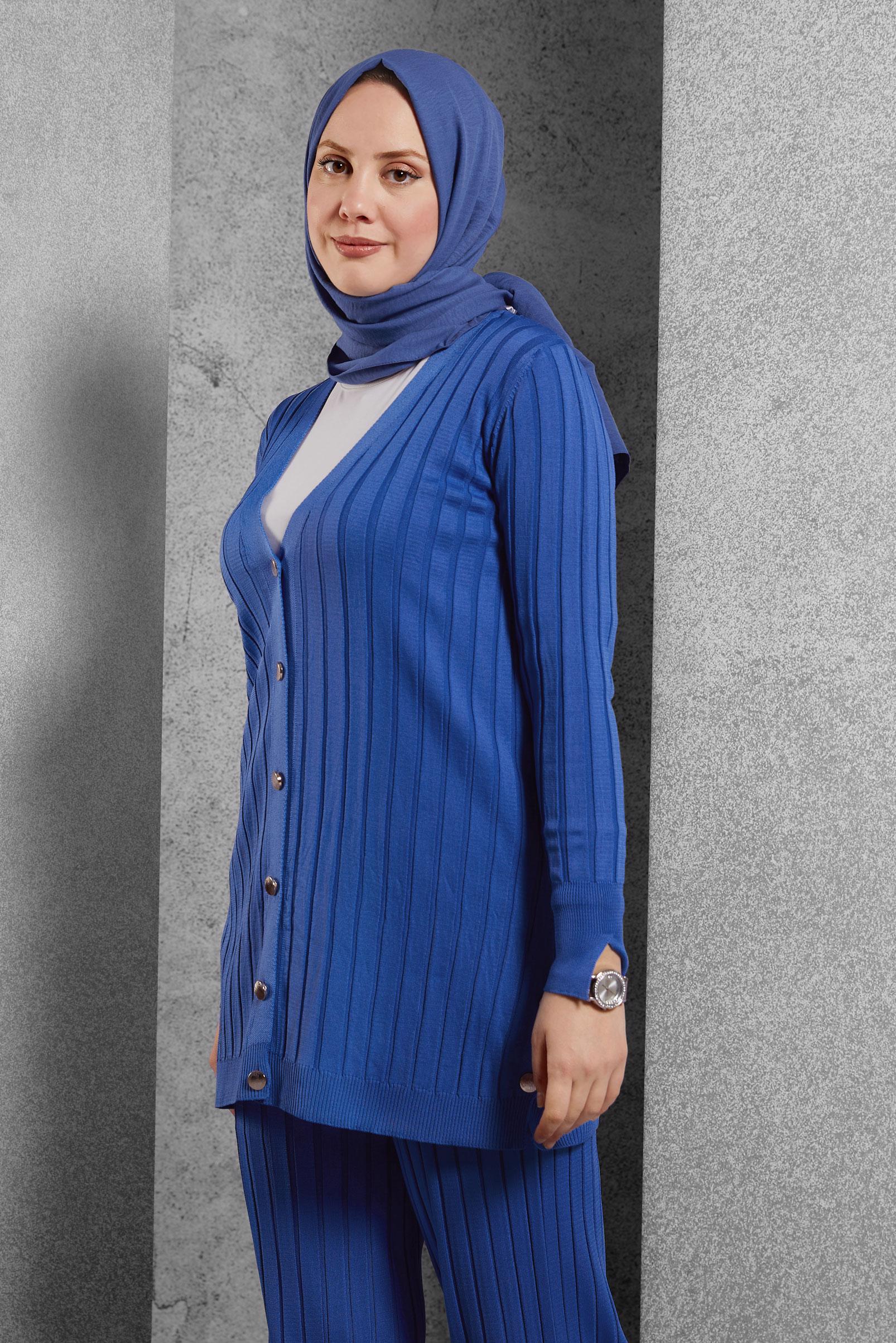 Tesettür giyim LACİVERT PANTOLONLU TRİKO TAKIM 44957