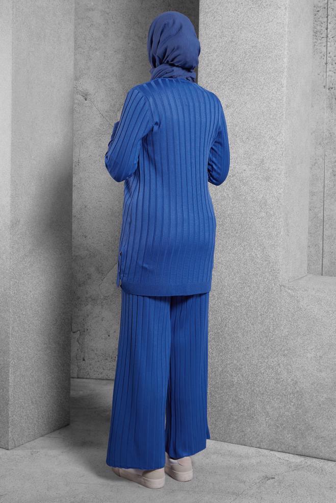 Vêtements hijab BLEU MARINE COSTUME PANTALON EN MAILLE 44957 - ALVİNA