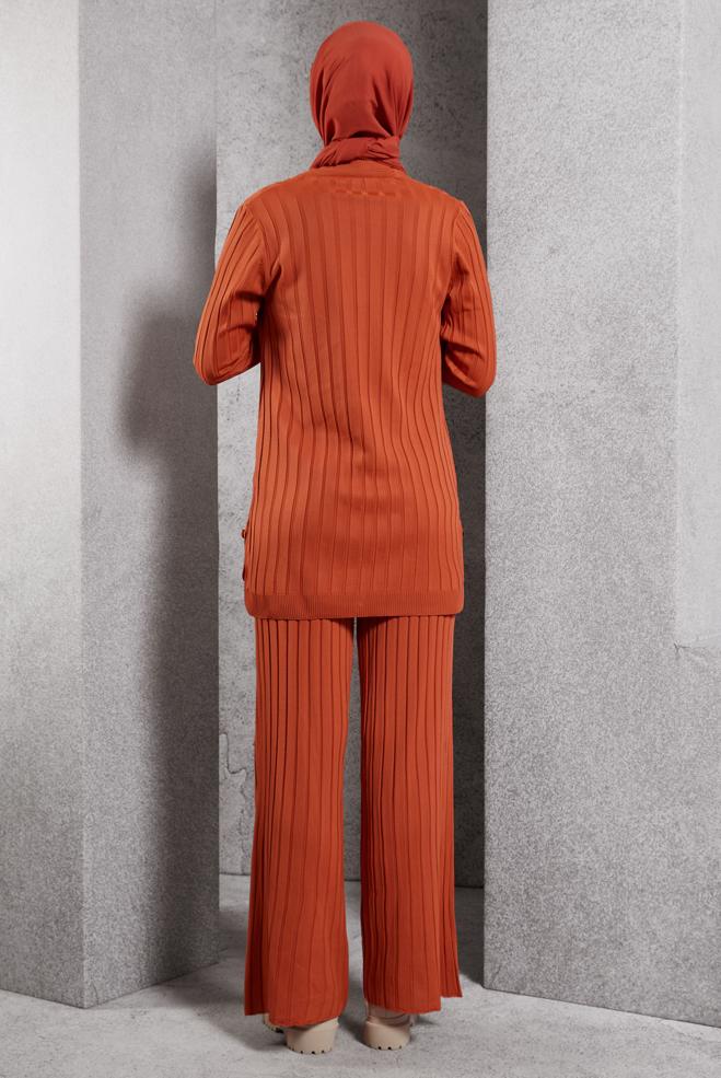 Vêtements hijab ORANGE COSTUME PANTALON EN MAILLE 44957 - ALVİNA