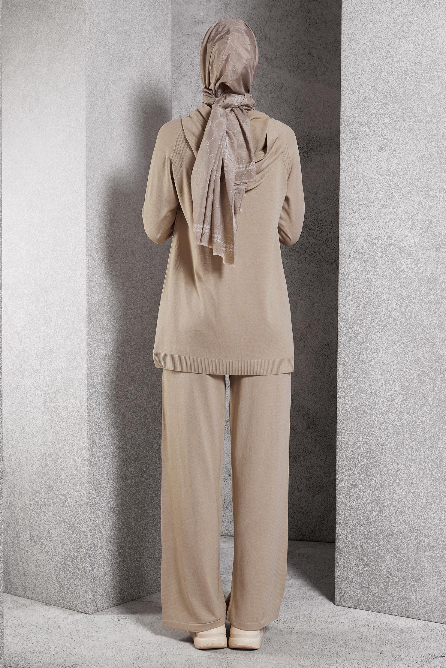 Hijab clothing BEIGE HOODED PANTS SUIT 44958