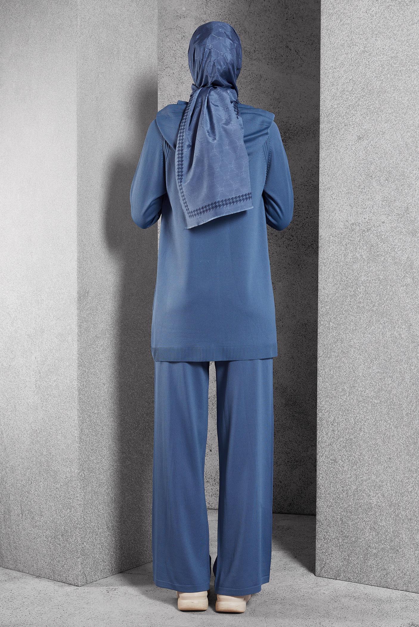 Hijab clothing NAVY BLUE HOODED PANTS SUIT 44958