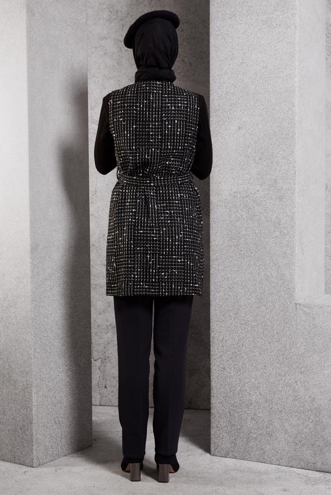 Hijab clothing BLACK PANTS SUIT WITH VEST 45043 - ALVİNA