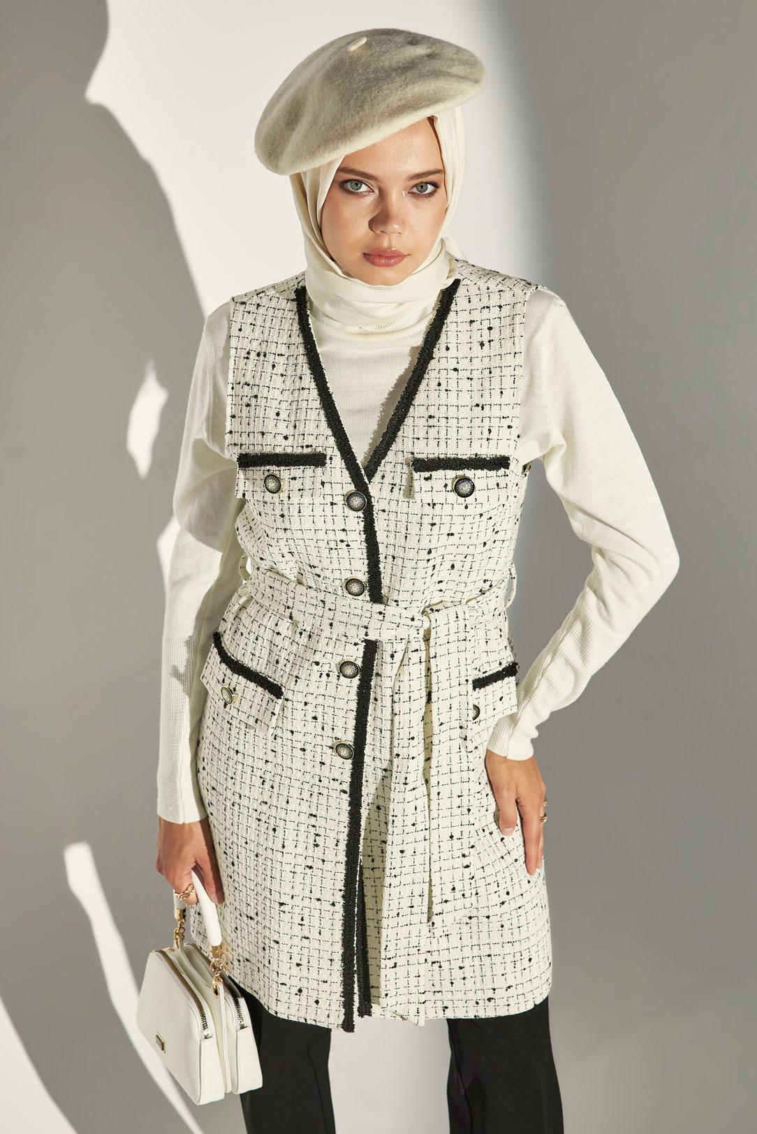 Hijab clothing BEIGE PANTS SUIT WITH VEST 45043