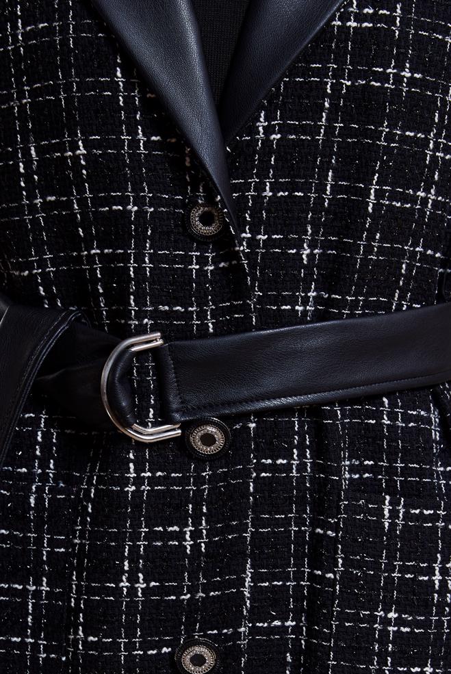 Tesettür giyim SİYAH KEMERLİ YELEKLİ PANTOLONLU TAKIM 45057 - ALVİNA