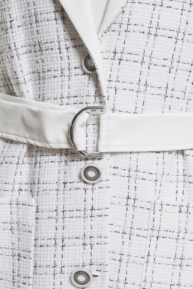 Tesettür giyim BEYAZ KEMERLİ YELEKLİ PANTOLONLU TAKIM 45057 - ALVİNA