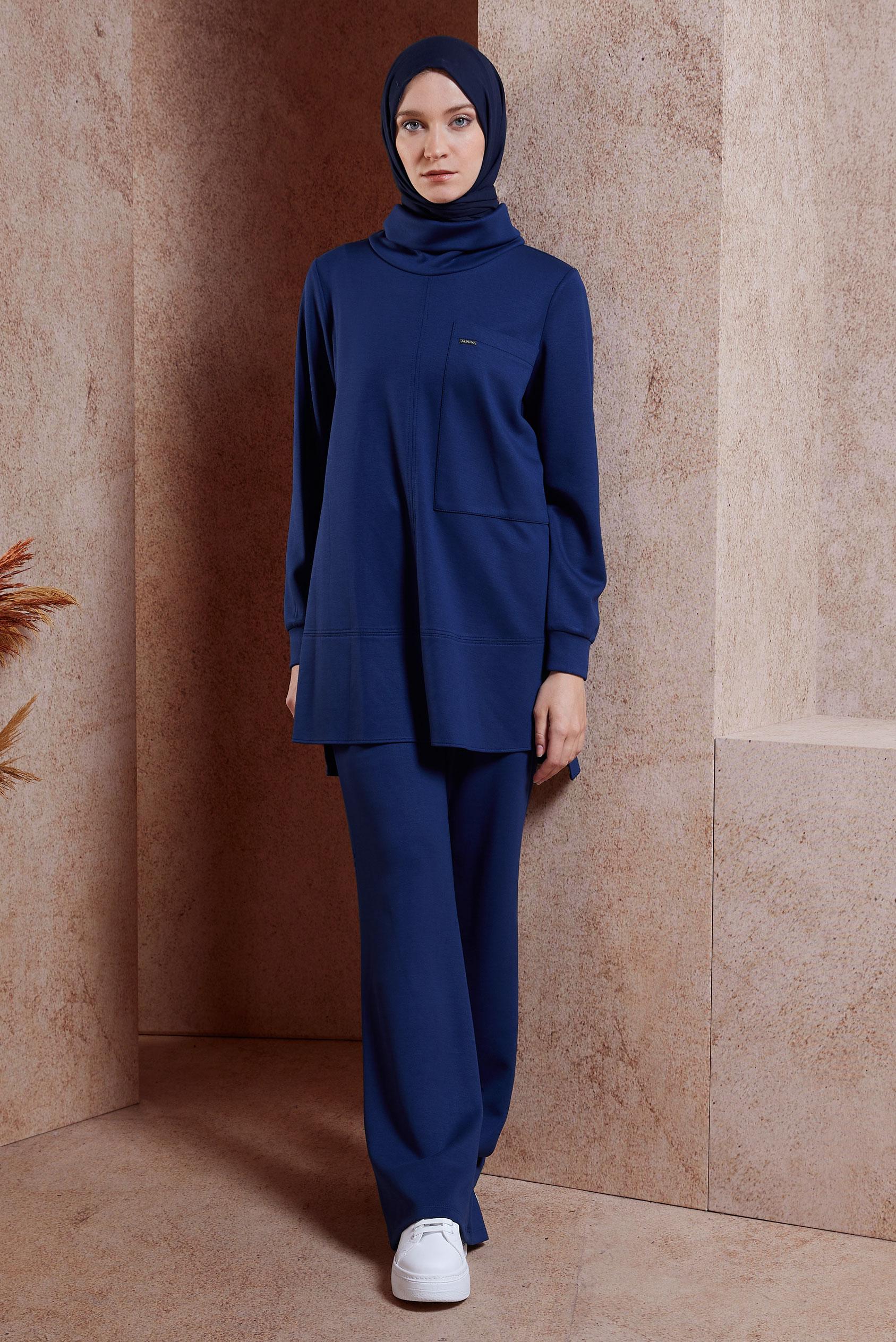 Tesettür giyim LACİVERT PANTOLONLU TESETTÜR TAKIM 45078