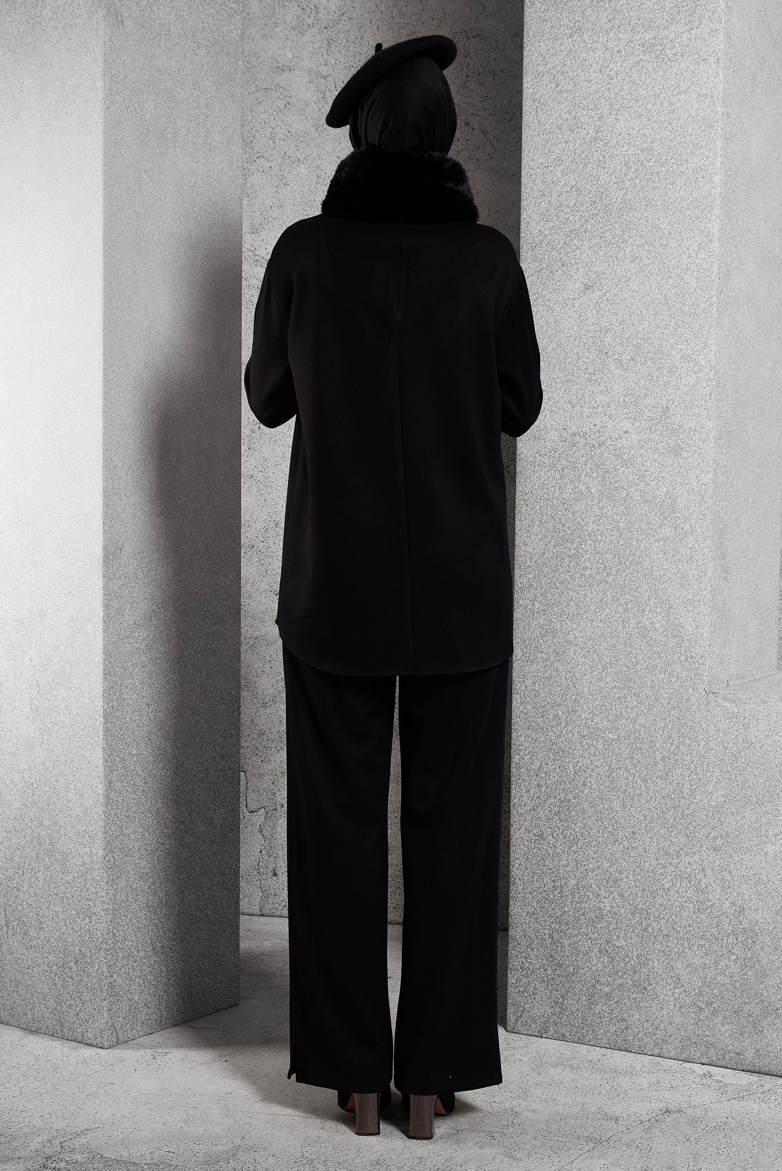 Hijab clothing BLACK PANTS SUIT WITH FUR 45086