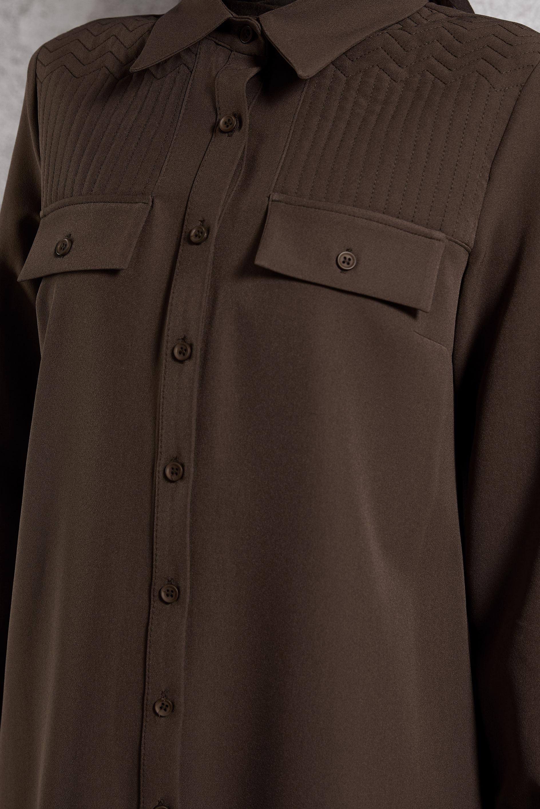 Vêtements hijab BRUN COSTUME PANTALON COL CHEMISE 45117