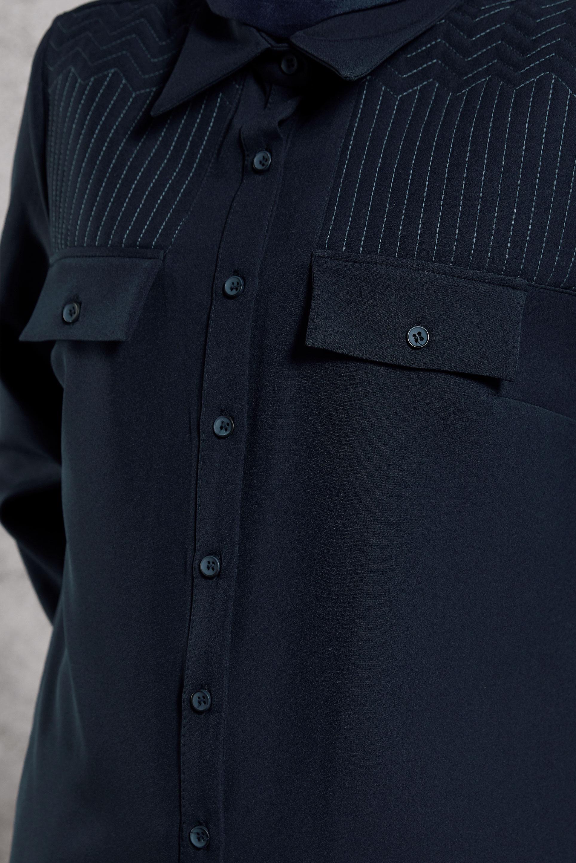 Tesettür giyim LACİVERT GÖMLEK YAKA PANTOLONLU TAKIM 45117