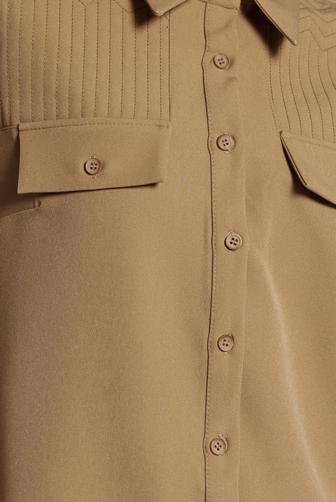 Hijab clothing BROWN SHIRT COLLAR PANTS SUIT 45117 - ALVİNA