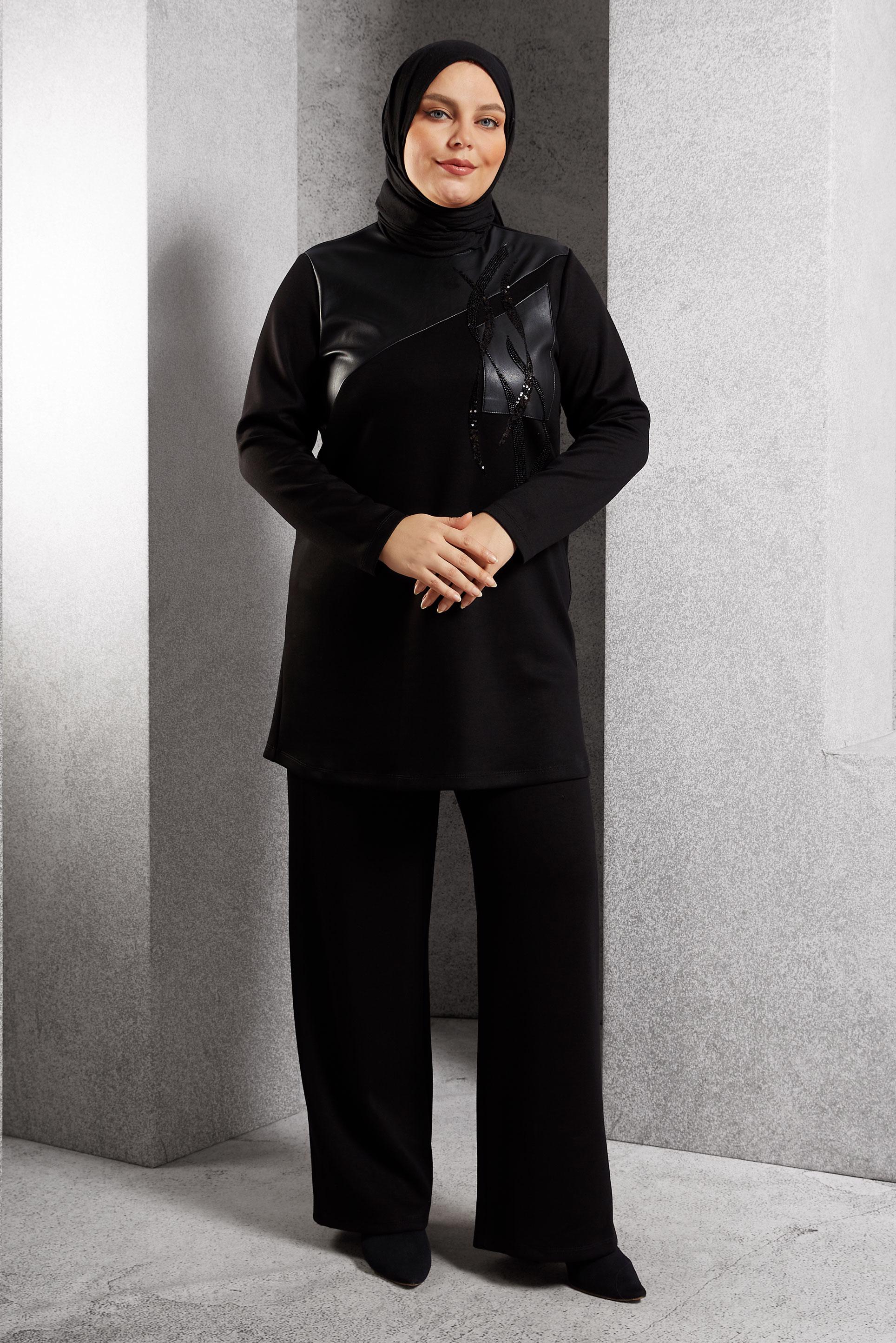 Vêtements hijab NOIR PANTALON DE COSTUME GRANDE TAILLE 45118