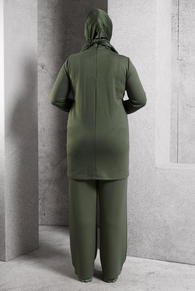 Hijab clothing KHAKI PLUS SIZE PANTS SUIT 45118 - ALVİNA