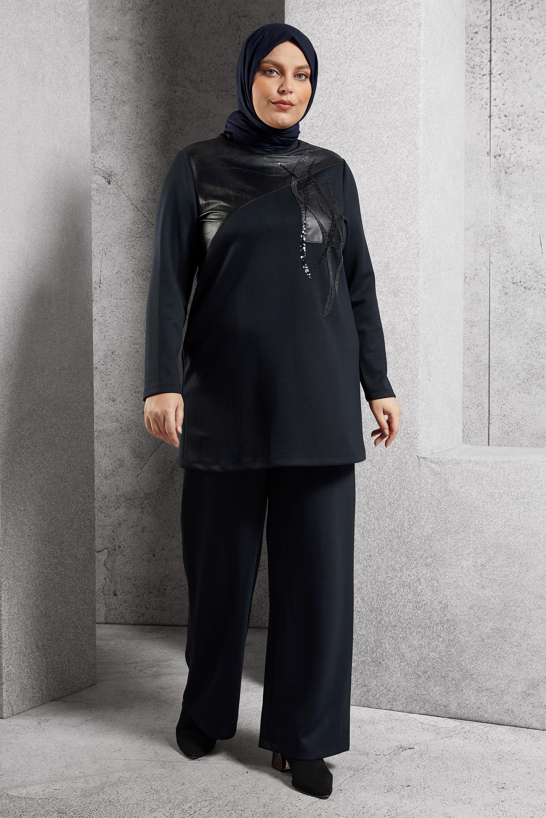 Vêtements hijab BLEU MARINE PANTALON DE COSTUME GRANDE TAILLE 45118