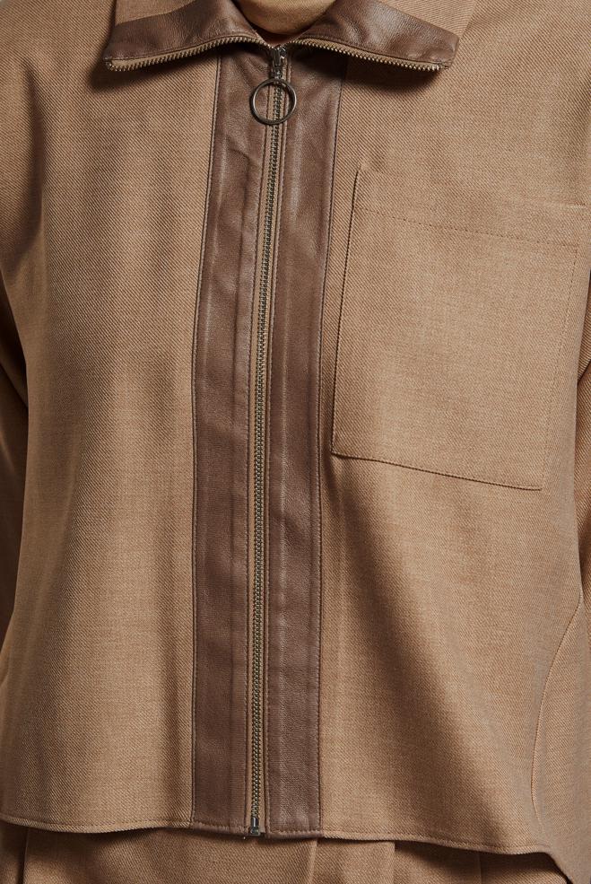 Tesettür giyim KAHVE KETEN DOKULU PANTOLONLU TAKIM 45119	 - ALVİNA