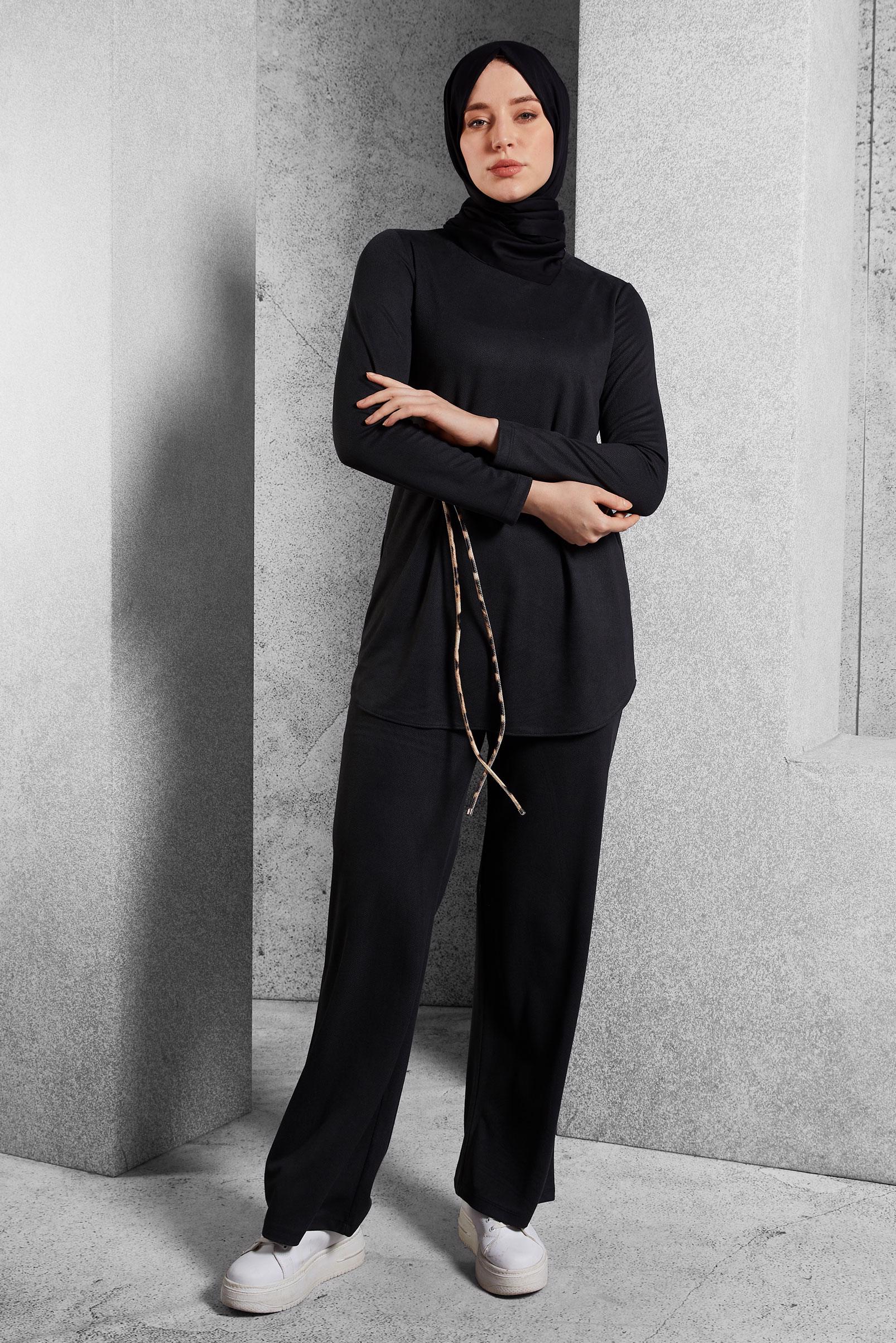 Hijab clothing BLACK TIED PANTS SUIT 45136