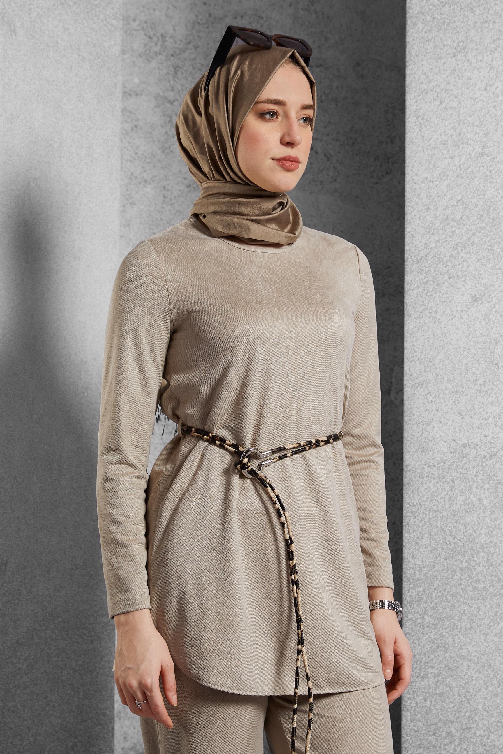 Hijab clothing BEIGE TIED PANTS SUIT 45136