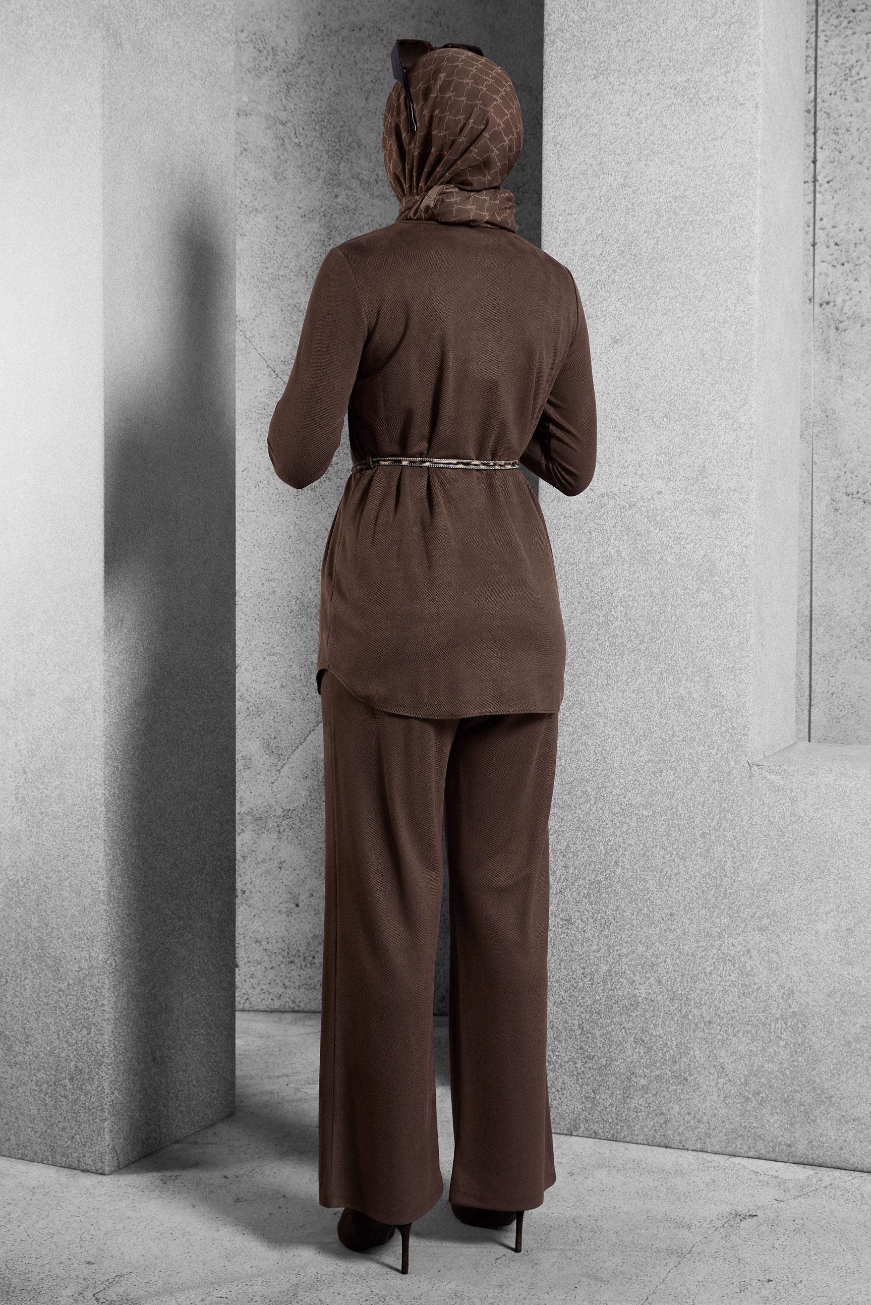 Hijab clothing BROWN TIED PANTS SUIT 45136