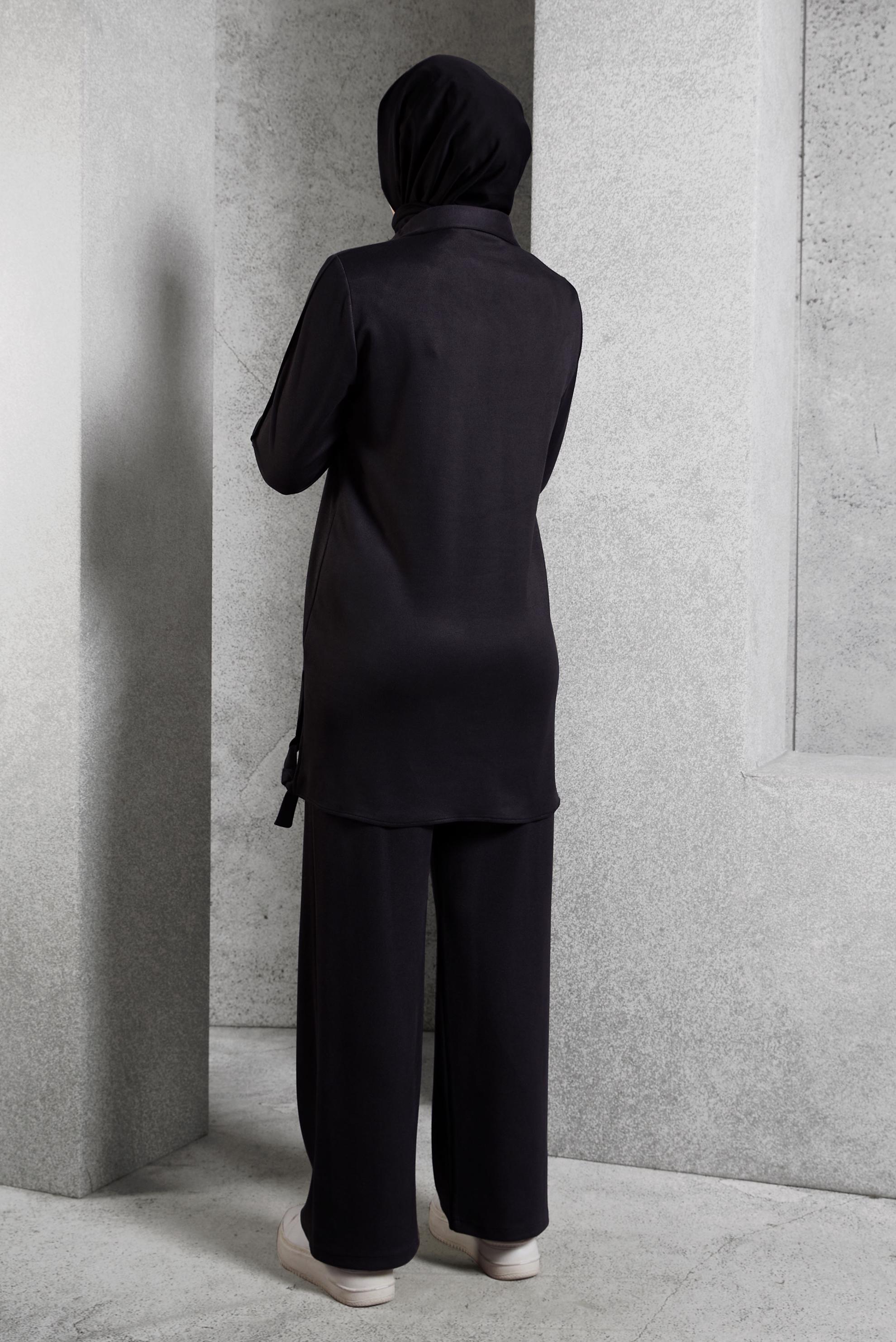 Hijab clothing BLACK SUEDE PANTS SUIT 45143