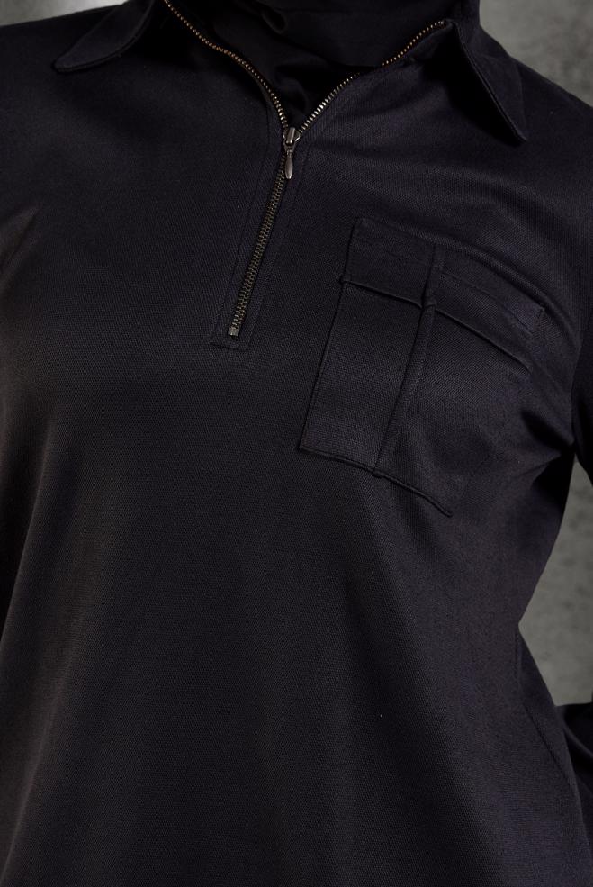 Hijab clothing BLACK SUEDE PANTS SUIT 45143 - ALVİNA