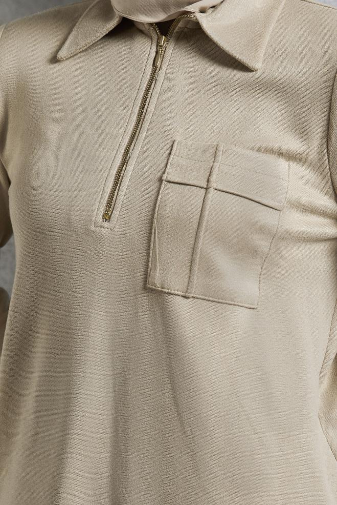 Hijab clothing BEIGE SUEDE PANTS SUIT 45143 - ALVİNA