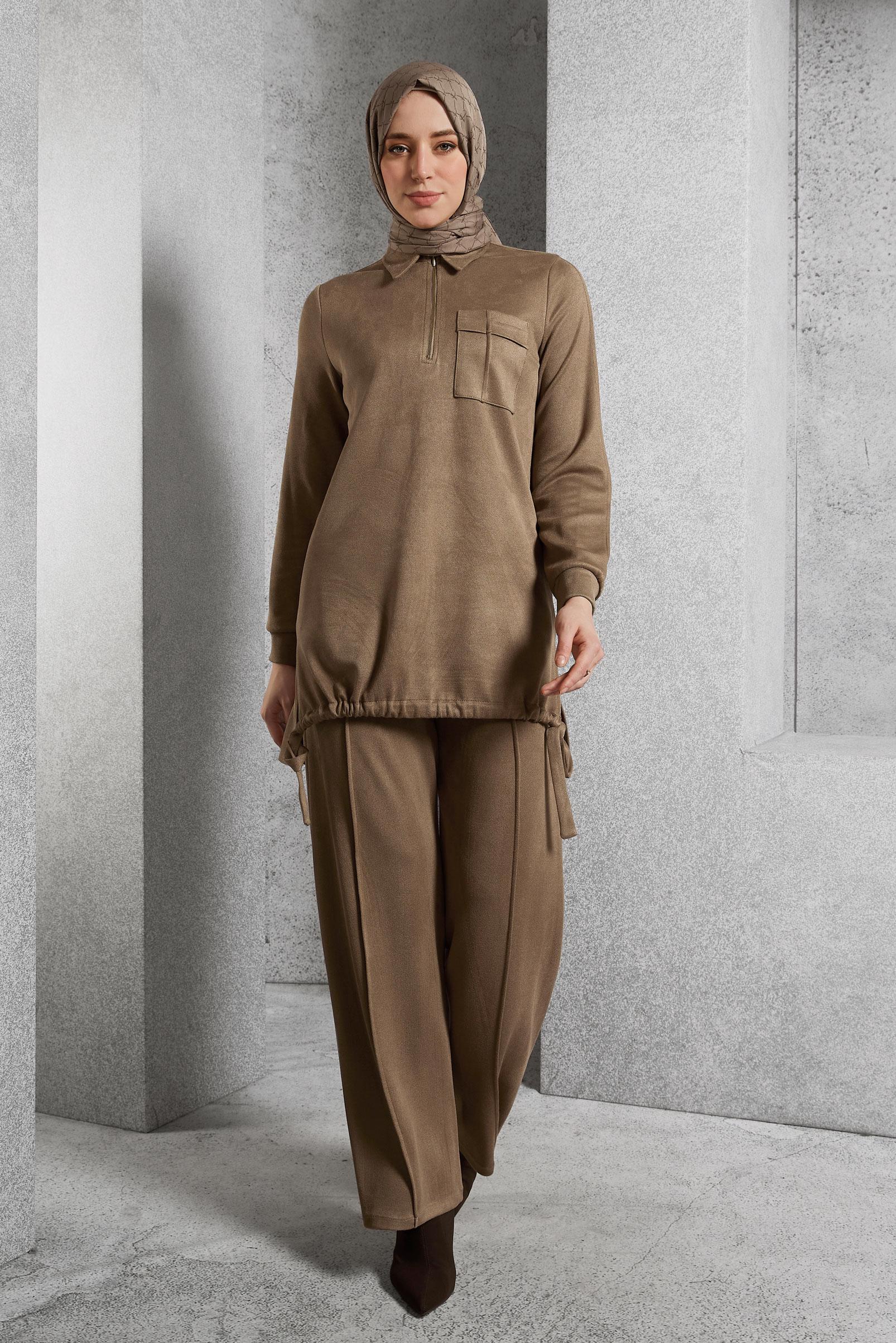 Hijab clothing MINK SUEDE PANTS SUIT 45143