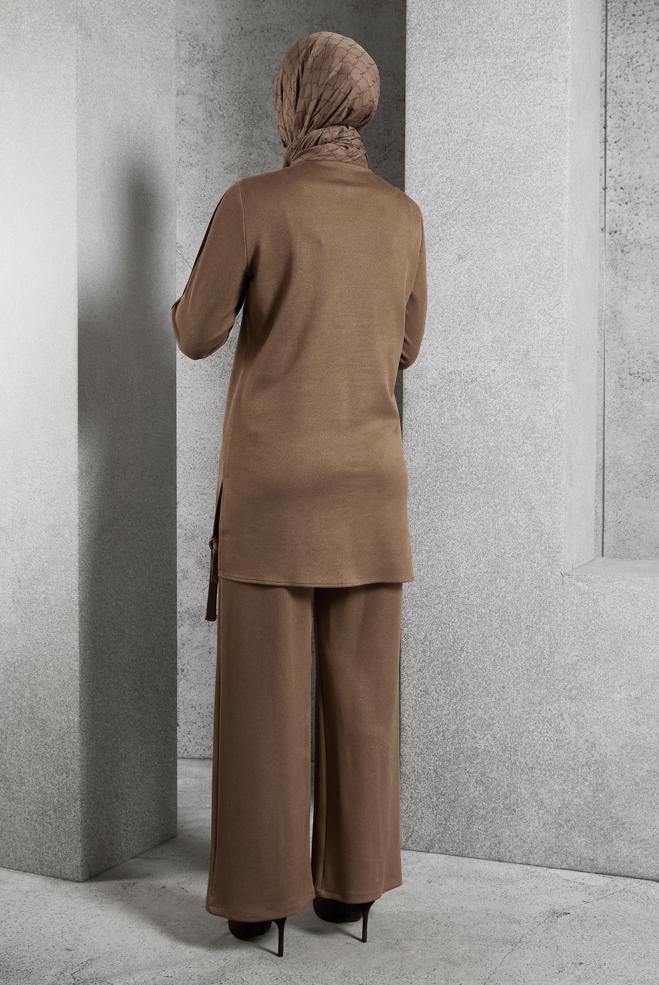 Hijab clothing MINK SUEDE PANTS SUIT 45143 - ALVİNA