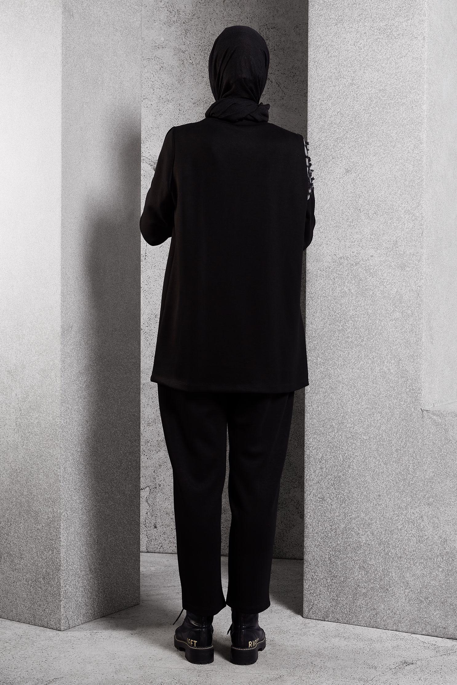 Vêtements hijab NOIR PANTALON DE COSTUME À MOTIFS 45158