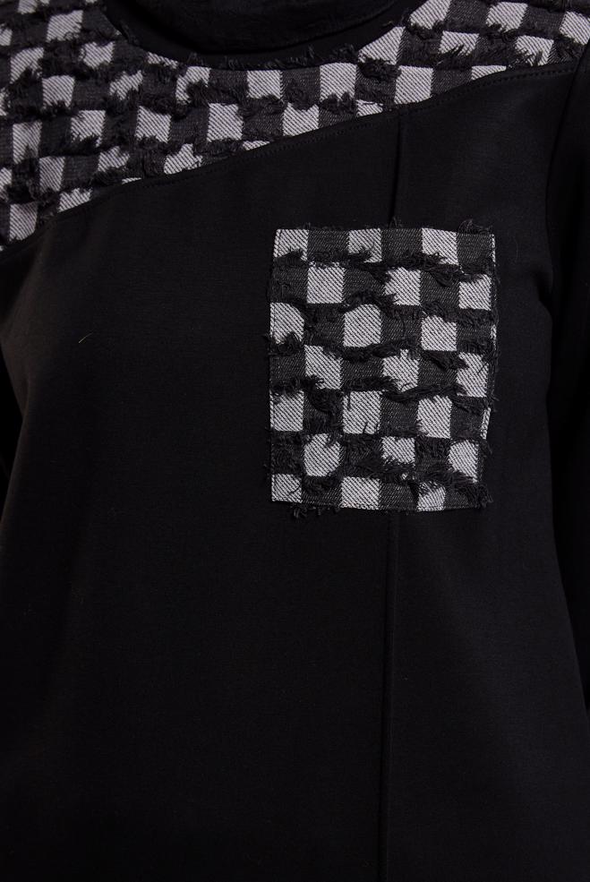 Tesettür giyim SİYAH DESENLİ PANTOLONLU TAKIM 45158 - ALVİNA